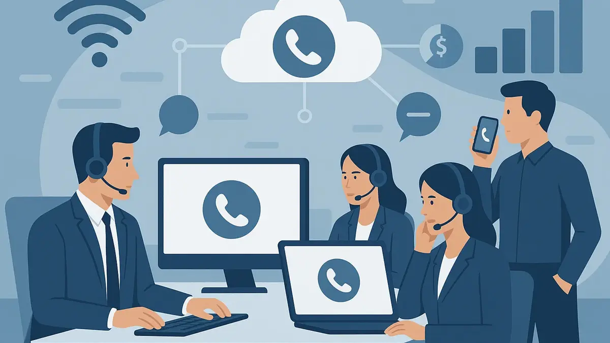 Grafico illustrativo di un azienda che utilizza la tecnologia VoIP