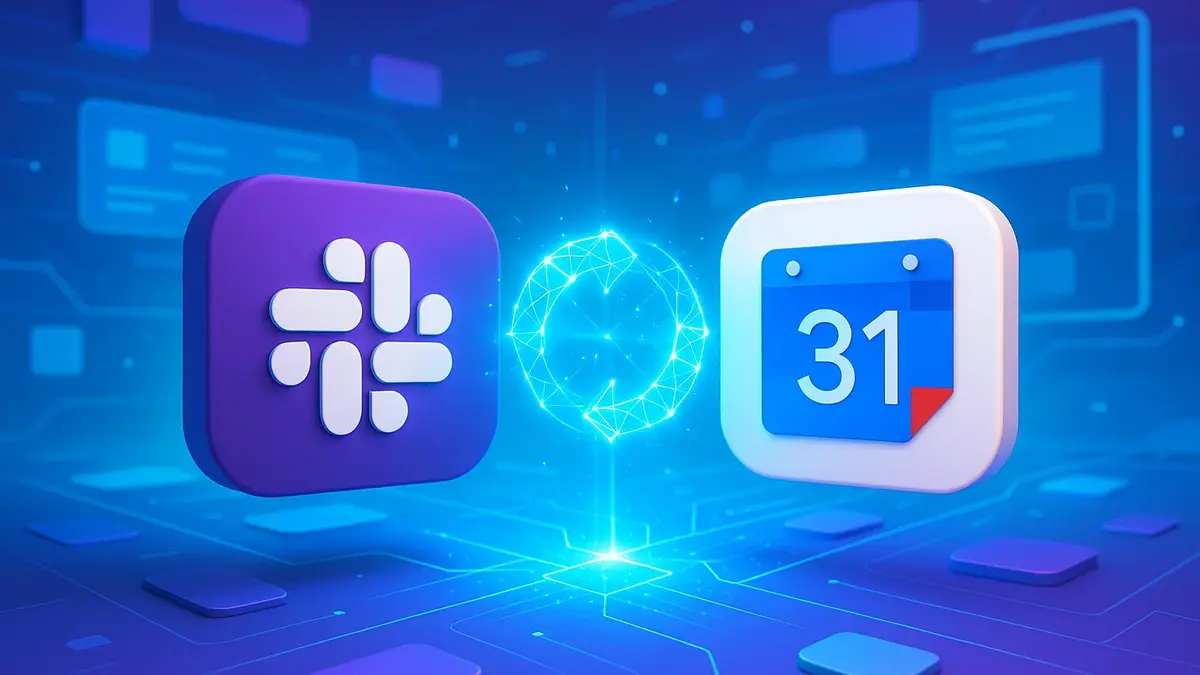 Icone di Slack e Google Calendar che si uniscono